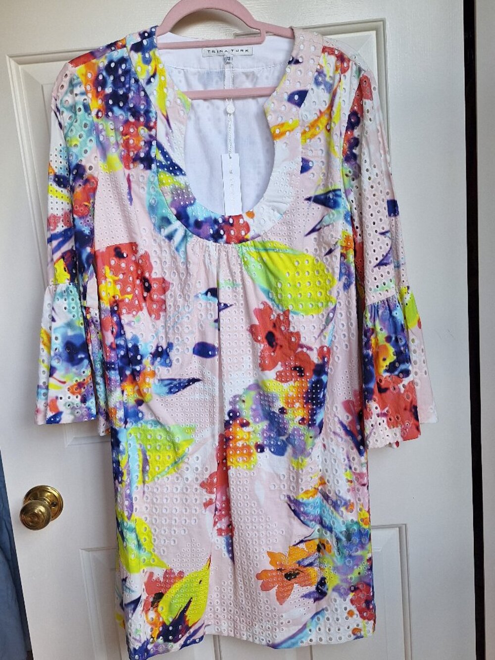 Trina Turk Eyelet Dress 12 NWT